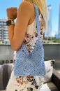Coton Motifli Özel Tasarım Çanta  BEBEK MAVİSİ